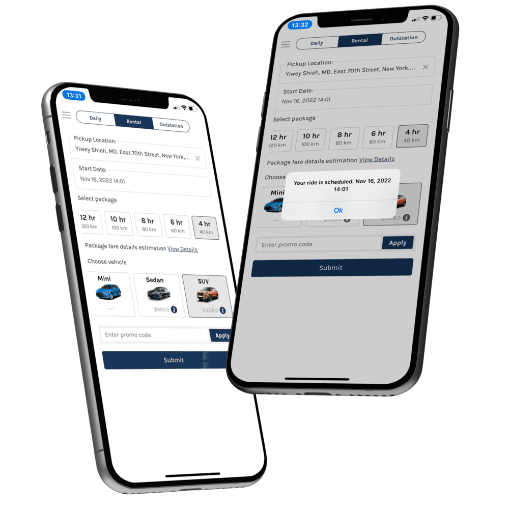 car rental app development